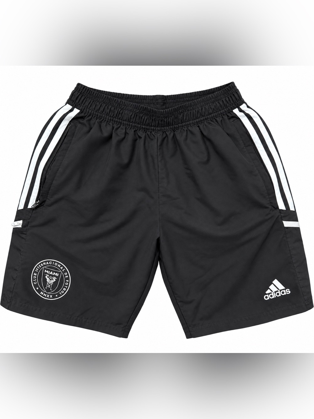 adidas Black Athletic Shorts with White Stripes